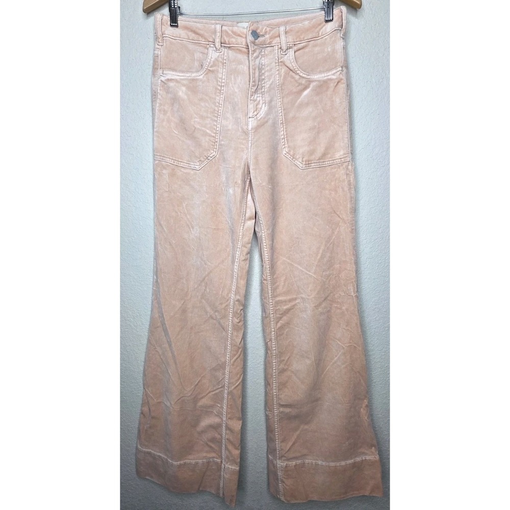 Pilcro Rylan Velvet High-Rise Flare Jeans Pink Women 28x35 Tall Boho Western - Picture 3 of 9